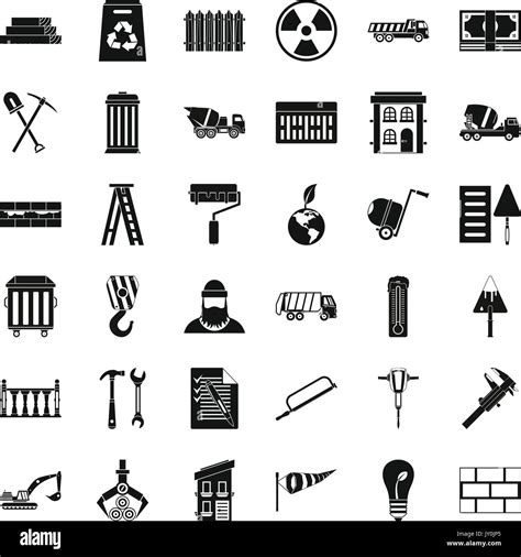 Building Construction Icons Set Simple Style Stock Vector Image And Art