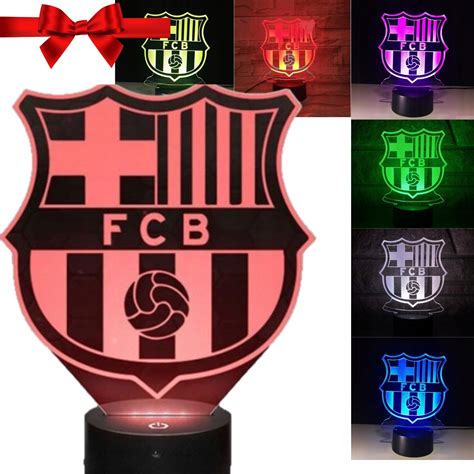 LAMPKA NOCNA 3D LED FC BARCELONA USB 7 KOLORÓW HOLOGRAM PIŁKA NOŻNA