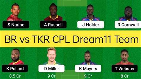 Br Vs Tkr Cpl Dream Team Br Vs Tkr Cpl Dream Prediction Dream