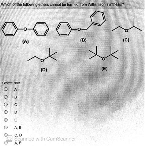 Solved Which Of The Following Ethers Cannot Be Formed From