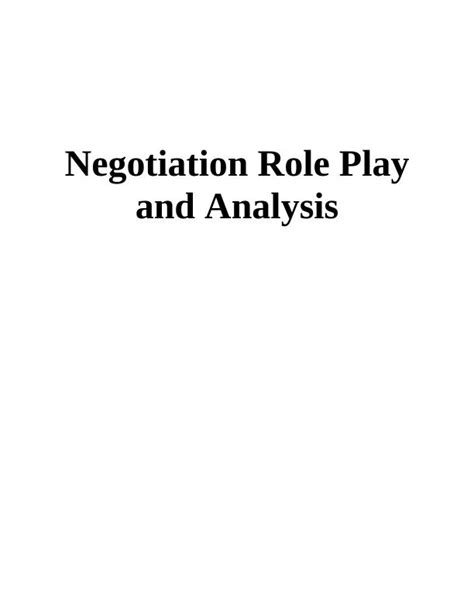 Negotiation Role Play And Analysis Desklib