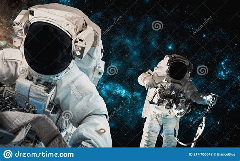 Astronaut Spaceman Do Spacewalk While Working For Space Station Stock