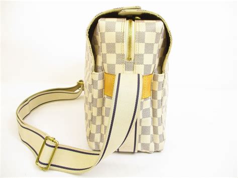 Louis Vuitton Damier Azur Leather White Crossbody Bag Purse Naviglio