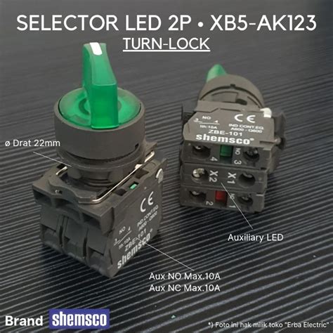 Jual Shemsco Mm Selector Switch Led Vac Vdc Push Lock Posisi