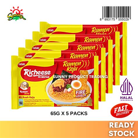 65g X 5 S Nabati Richeese Mi Instant Mee Noodle Ramen Keju Pedas