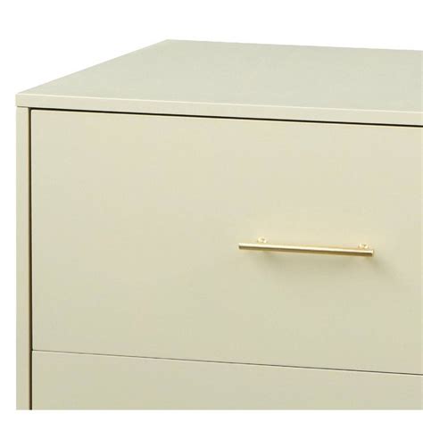 a white filing cabinet with two drawers on one side and an open drawer on the other