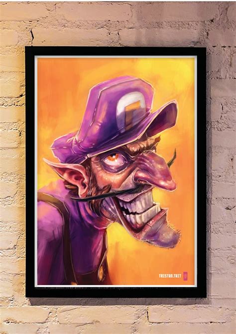 Waluigi Super Mario Bros A3 Poster Print Tristan Tait Illustrations