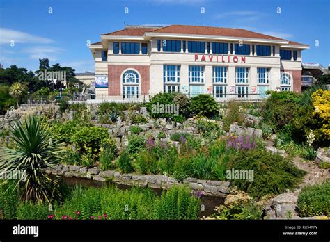 Bournemouth Pavilion Theatre, from the Lower Gardens, Bournemouth Parks, England, UK Stock Photo ...