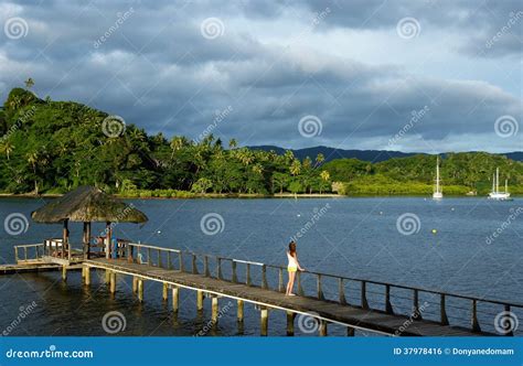 Savusavu Marina And Nawi Islet At Sunset Vanua Levu Island Fiji Stock