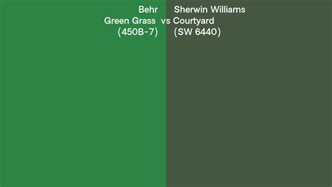 Behr Green Grass 450B 7 Vs Sherwin Williams Courtyard SW 6440 Side