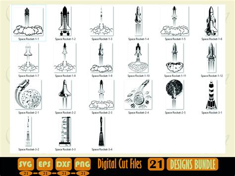 Rocketship Svg Spacecraft Svg Bundle Clipart Cut Files For Etsy