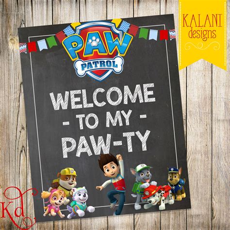 Paw Patrol Birthday Party Welcome Sign My Party Or Our Party