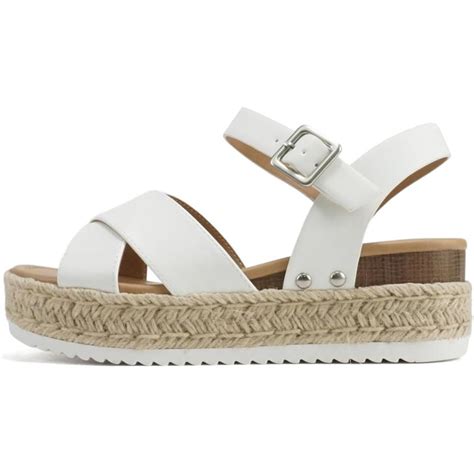 Soda “firely” ~ Women Round Toe Crisscross Band Platform Espadrille