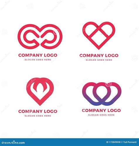 Set Of Abstract Business Love Logo Design Element Vector Stock Vector