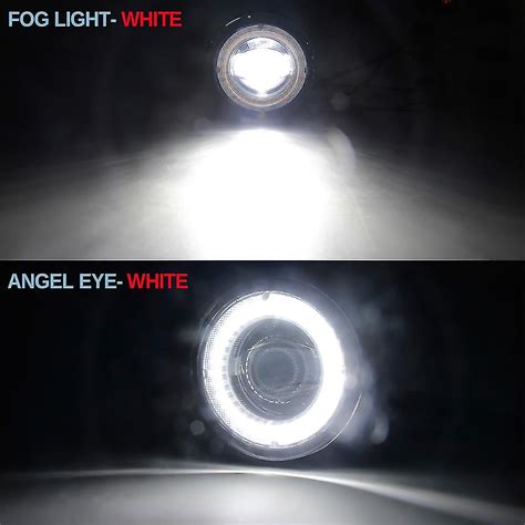 2 X Car Front Led Fog Light Assembly Angel Eye Drl Daytime Running