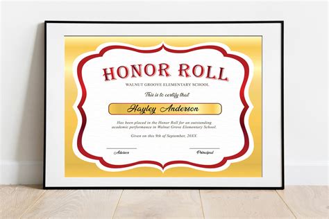 DIY Honor Roll Certificate Red and Beige Template, Honor Roll Awards, — Posh Park