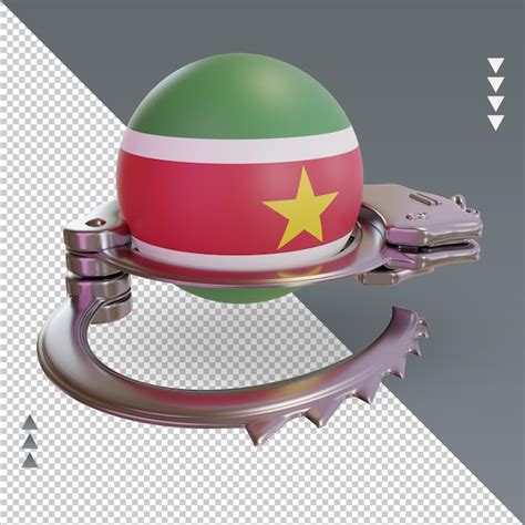 3d Algema Bandeira Do Suriname Renderizando A Vista Esquerda PSD Premium