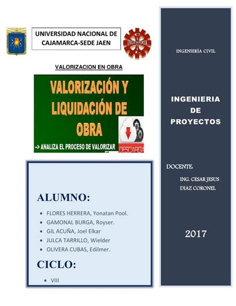 Valorizaci N Y Liquidaci N De Obra Juan Pablo P Rez Martel Udocz