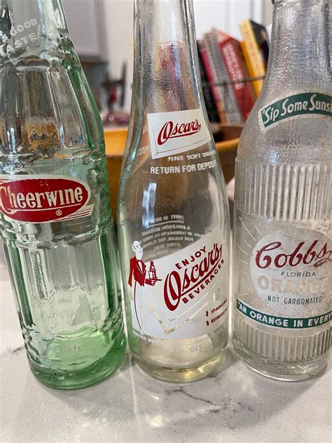 Set Of Three Vintage Soda Bottles From The 1960s Cheerwineoscarscobbs Orange Etsy