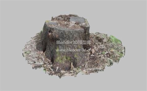 Blender 老旧苔藓树桩3d模型素材资源免费下载 Blender3d模型库