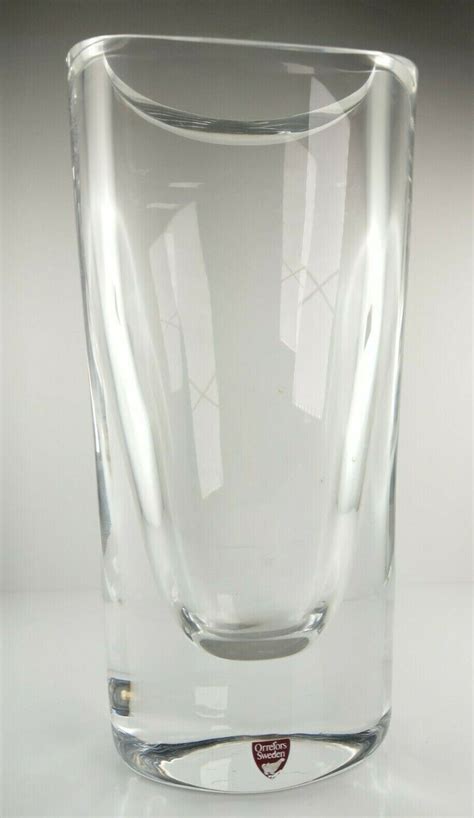 Orrefors Vase 4427 01 Signiert Schweden Glass Art Heavy Sticker Schwer