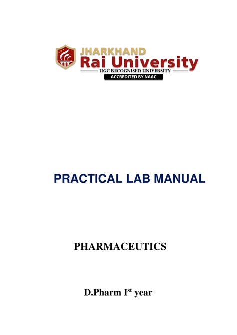 Pharmaceutics Hshdnsn Practical Lab Manual Pharmaceutics D I St