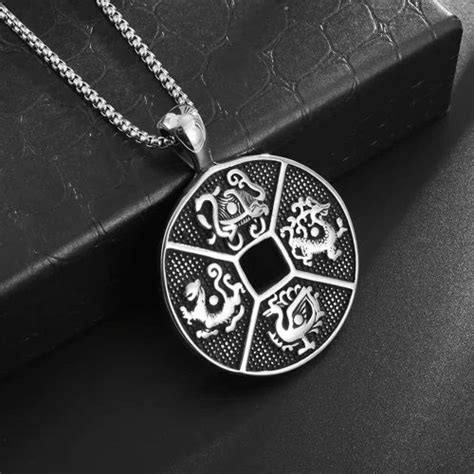 Fashion Frill Retro Four Divine Beasts Stainless Steel Pendant Chain