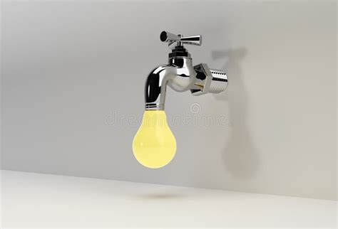 3d Render Chrome Tap With A Water Stream Isolated On White 3d