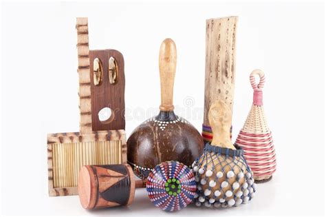 African musical instruments. Collection of different African musical ...