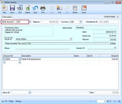 Getting Started Guide > Bank Accounts and Starting Check Numbers setup ...