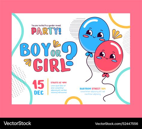 Flat Gender Reveal Invitation Royalty Free Vector Image