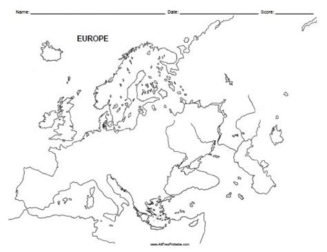 Europe Outline Map Free Printable