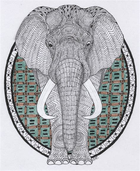 Zentangle Elephant Adult Colouring Elephants Zentangles Pinterest