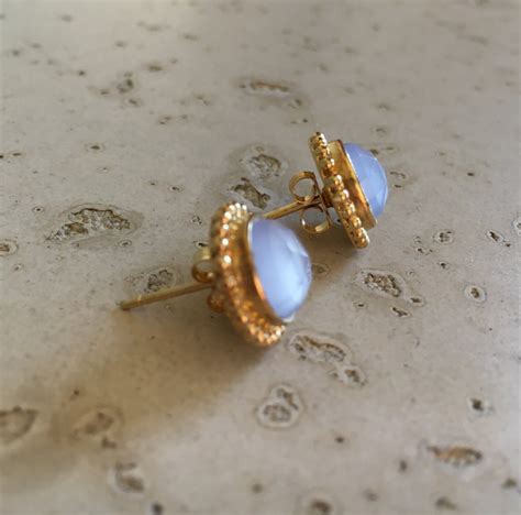 White Moonstone Boho Earring Faceted White Bohemian Earring Gold Stud