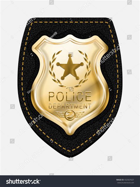 Police Badge Realistic Vector Golden Police Stock Vector 432567637