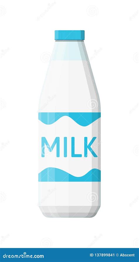 Glass Bottle With Milk Isolated On White Stock Vector Illustration