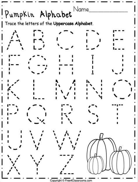 Free Uppercase Alphabet Letters Worksheet Pumpkin Free Worksheets