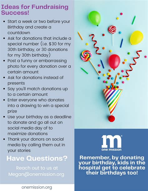 Birthday Fundraiser Tool Kit One Mission