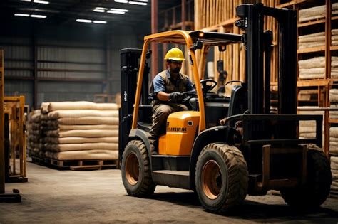 Premium Photo | A construction worker operating a forklift to transport materials on site