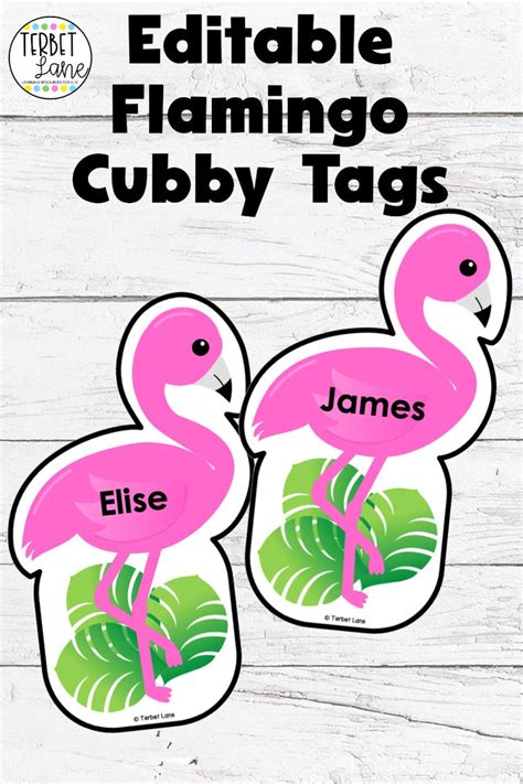 Editable Flamingo Themed Summer Cubby Tags Locker Labels In