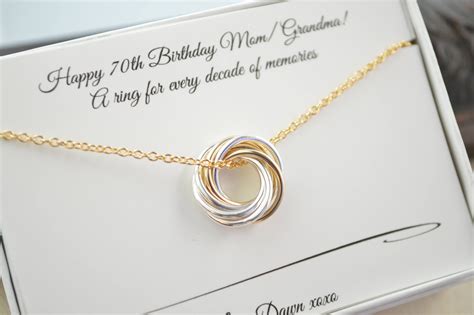 Petite Necklace 70th Birthday For Mom Mixed Metals 7th