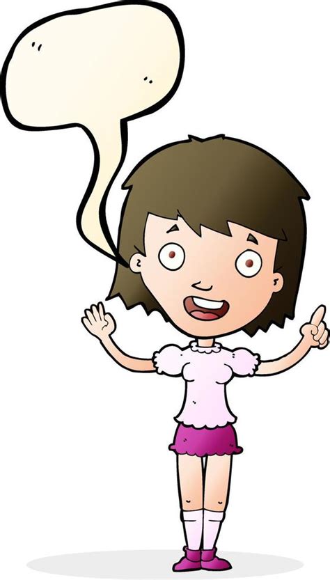 Cartoon Woman Pointing With Speech Bubble 12313778 Vector Art At Vecteezy