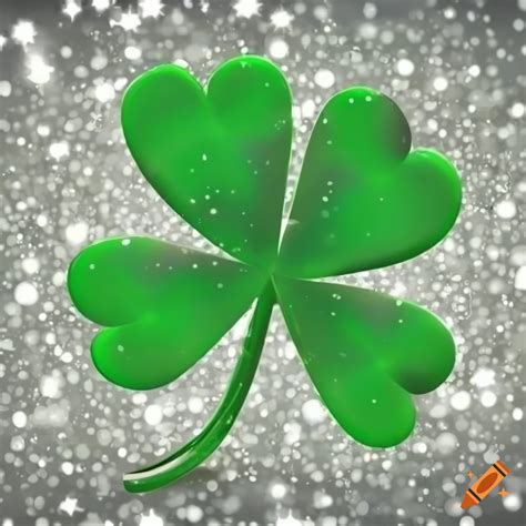 Cartoon Rendering Of A Shiny Green Clover On A Sparkling White