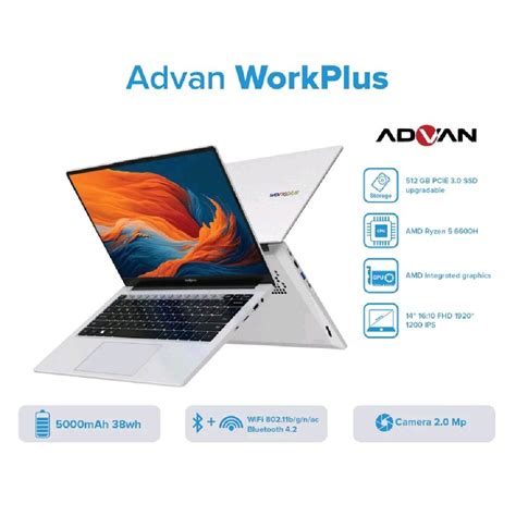 Jual LAPTOP ADVAN WORKPLUS AMD RYZEN 5 6600H 14 FHD IPS 16GB 512GB