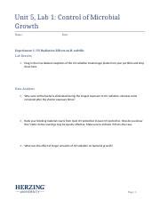 Unit Lab Control Of Microbial Growth Lab Write Up Docx Unit