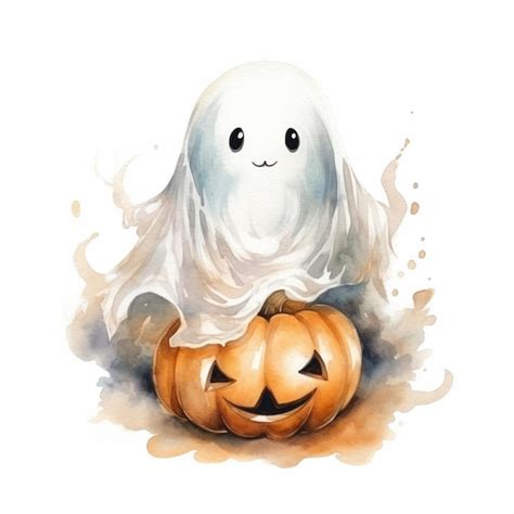 Premium Ai Image There Is A Ghost Sitting On A Pumpkin With A Ghost