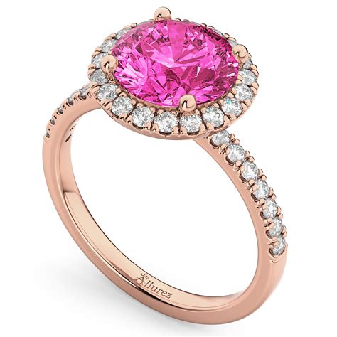 Halo Pink Tourmaline Diamond Engagement Ring K Rose Gold Ct