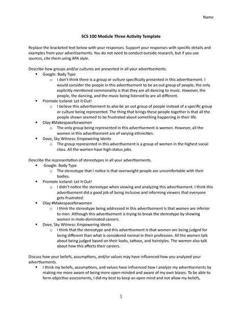 Scs 100 Module Two Activity Template