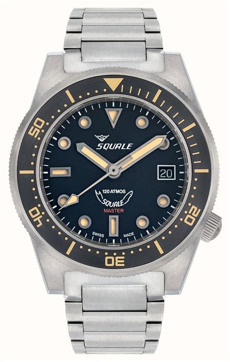 Squale Master Titanium Atm Mm Black Sandwich Dial Titanium