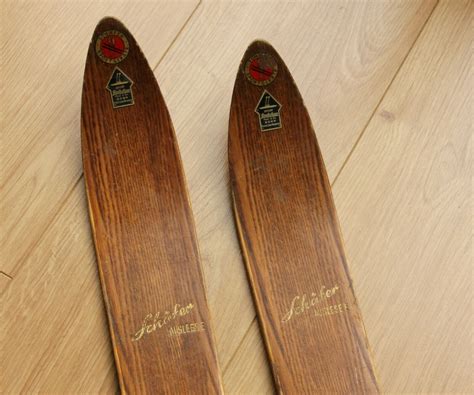 Schafer Wooden Skis & Poles. Home Decor, Ski Lodge, Bar, Hotel.